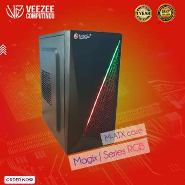 Casing Magix PC Komputer RGB M-ATX Inc PSU 500w with Extra Fan PSU