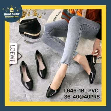 Sepatu Heels Hak Wanita Kantor Kuliah Formal Jelly Balance L646-1B Naai Shop 37 HITAM L646