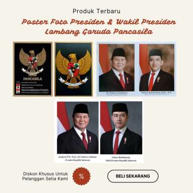 Poster Foto Presiden Republik Indonesia H. Prabowo Subianto & Wakil Presiden Gibran Rakabuming Raka 