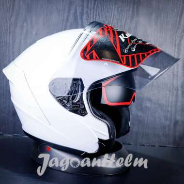 HELM NJS KAIROZ V1 SOLID | WHITE GLOSSY | DOUBLE VISOR - M