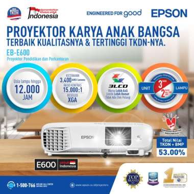 EPSON EB E600 Projector TKDN XGA 3400 Lumens HDMI 3LCD