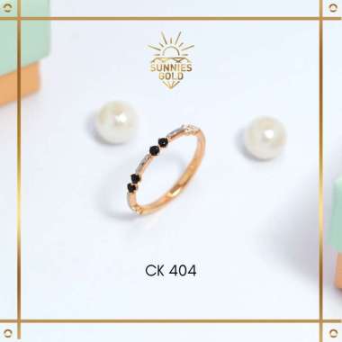 CINCIN WANITA EMAS ASLI MODEL LISTRING PERMATA HITAM DAN PINK EMAS MUDA KADAR 6K (300) & 8K (375) CI