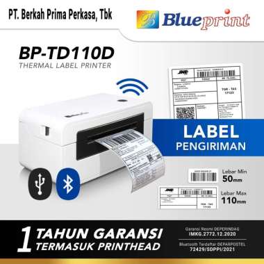 Printer Barcode Thermal Resi Pengiriman A6 BLUEPRINT TD110D/TD110X USB+BLUETOOTH
