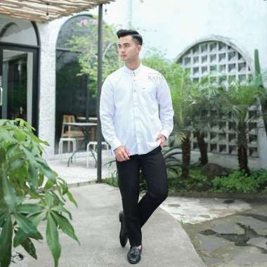 Syfa Rahman - Baju Kemeja Koko Putih Lengan Panjang Arsha Series XL