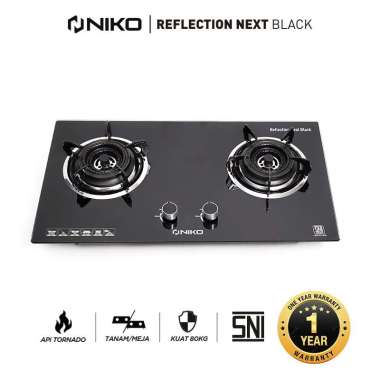 Niko Kompor Gas Tanam 2 Tungku Kaca - Reflection Next Black