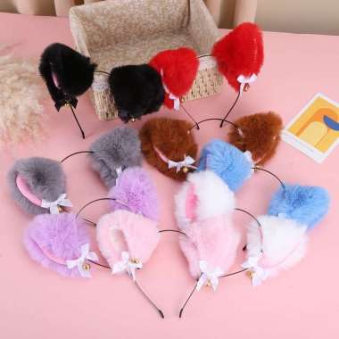 BD097 Bando telinga kucing lonceng bando nekomimi lampu bando cosplay telinga kucing bando korea HIT