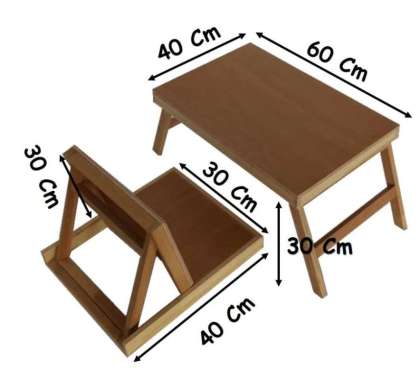 Meja Lesehan Lipat + Kursi Lesehan Lipat Set