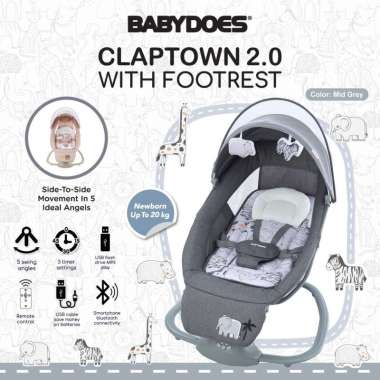 BabyDoes Claptown 2.0 Baby Bouncer Ayunan Bayi Elektrik Beige - Bear