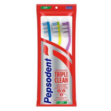 Pepsodent Triple Clean Sikat Gigi Medium 3pcs