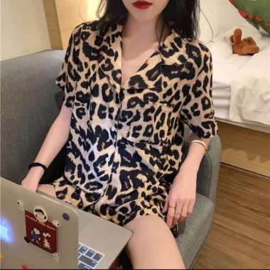 PP24 Baju Tidur Lengan Pendek Kualitas Premium Adem nyaman LORENG MACAN