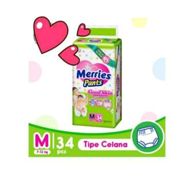 Popok Merries Celana M34 Popok Terbaik Bayi 7-12 kg M34