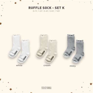 BOHOPANNA - SET OF RUFFLE SOCK - SET KAOS KAKI ANAK 7-8Y SET F