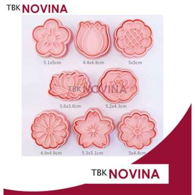 CETAKAN FONDANT KUE DAUN BUNGA SET 8 / COOKIE CUTTER BUNGA SET 8