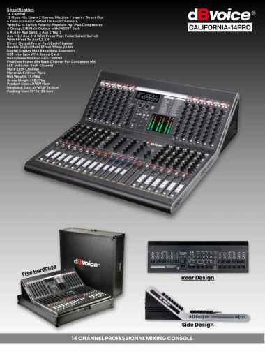 Mixer dbvoice California 14 Pro Original 14 Channel Dbvoice CALIFORNIA-14PRO