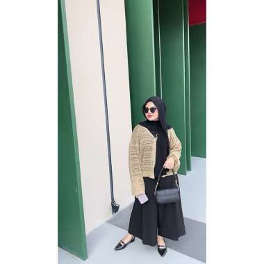 XERIASTORE - ARUMI OUTER CROP CARDIGAN JARING KNIT TALI KOREA bronze