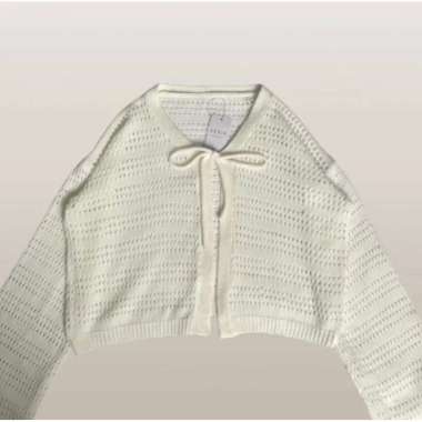 XERIASTORE - ARUMI OUTER CROP CARDIGAN JARING KNIT TALI KOREA Putih
