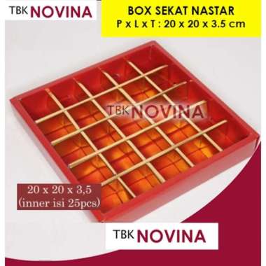 KOTAK SEKAT NASTAR / BOX SEKAT EMAS TUTUP MIKA / KOTAK KUE NATAL IMLEK LEBARAN MERAH