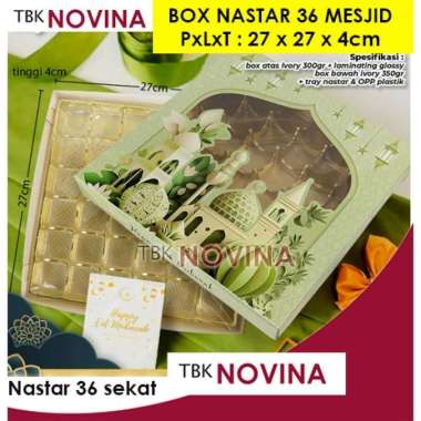 KOTAK SEKAT NASTAR / BOX SEKAT EMAS TUTUP MIKA / KOTAK KUE NATAL IMLEK LEBARAN EID NASTAR36