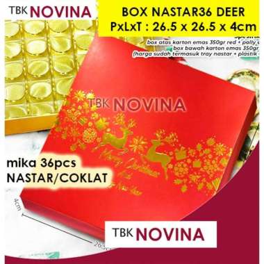 KOTAK SEKAT NASTAR / BOX SEKAT EMAS TUTUP MIKA / KOTAK KUE NATAL IMLEK LEBARAN XMAS NASTAR36 DEER