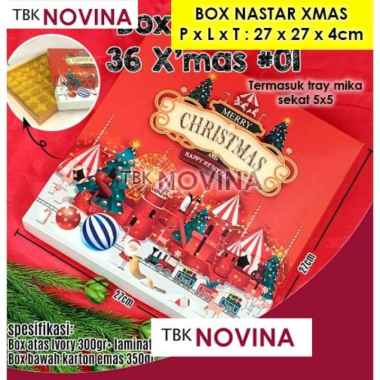 KOTAK SEKAT NASTAR / BOX SEKAT EMAS TUTUP MIKA / KOTAK KUE NATAL IMLEK LEBARAN NASTAR 36 CARNAVAL
