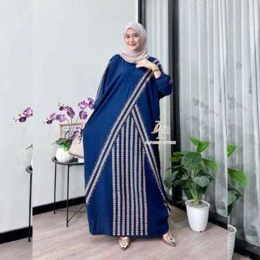 kAFTAN JUMBO KARIMA RAYON PREMIUM LD 180CM FASHION MUSLIM Allsize Karima navi
