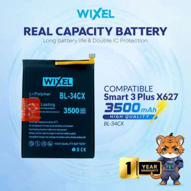 WIXEL Baterai Smart 3 Plus 3+ X627 BL-34CX Double Power Real Capacity Batre Batrai Battery Dual BL34