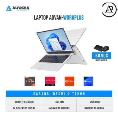 ADVAN Laptop Workplus AMD RYZEN 5 6600H 14'' FHD IPS 16GB 512GB Win 11