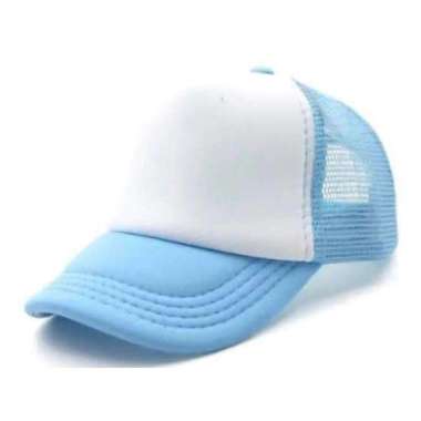 BEST PROMO Topi Trucker Jaring Hat Cap Distro banyak Warna BIRU MUDA PUTIH POLOS custom indonesia pr