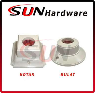 Fitting Tempat Lampu Kotak Segi Bulat Cream Broco Fiting Piting PittingTempel Plafon Bulat