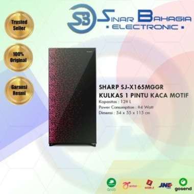 SHARP SJ-X165MGGR / GB KULKAS 1 PINTU KACA BUNGA (NEW) KHUSUS BANDUNG