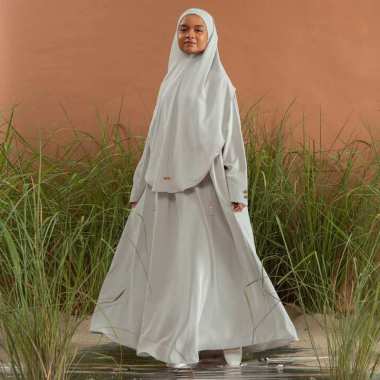 Lozy Hijab - Asma Abaya Set (Abaya Set Khimar Umrah dan Haji) S-M Light Grey