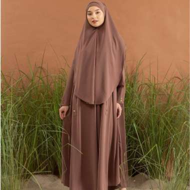 Lozy Hijab - Asma Abaya Set (Abaya Set Khimar Umrah dan Haji) L-XL Coffee