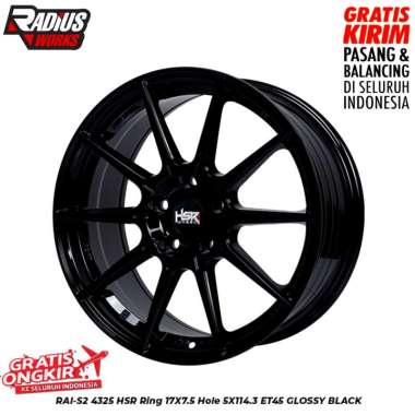 VELG MOBIL HSR RAI S-2 RING 17 UNTUK INNOVA HRV CIVIC CAMRY XPANDER DLL GLOSSY BLACK