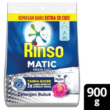 Rinso matic deterjen bubuk bukaan depan 900 gram