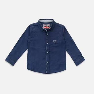 Shirt/ Kemeja Lengan Panjang Anak Laki/ Rodeo Junior Basic Shirt Navy 10-11 tahun