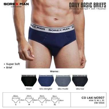 Sorex MAN M3907 - Celana Dalam Pria Segitiga Sorex Sport Original Navy M