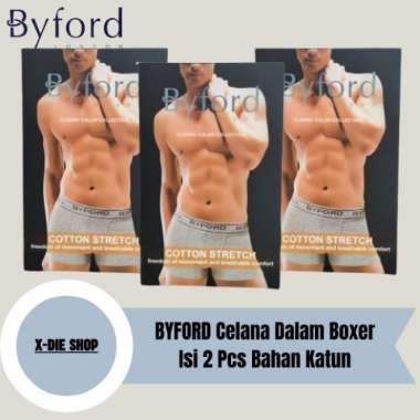 Celana Dalam Boxer Shorty BYFORD Putih 2 Pcs All White Bahan Katun Anti Bakteria S