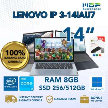 LAPTOP LENOVO IDEA PAD 3-14IAU7 : INTEL CORE I3-1215U,8GB DDR4-3200,256GB/512GB SSD M.2 2242 PCIE,IN