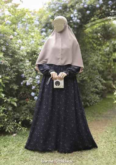 Ditsy Night Gown Jan 2025 Gamis - Baju Tidur seri Darcie Pitch Black XL