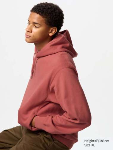 UNIQLO Pullover Sweat Hoodie pria lengan panjang red L