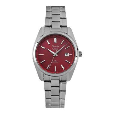 Jam Tangan Wanita Alexandre Christie Classic Steel AC 8660 LD BSSRE Macaron Series Red Dial Stainles