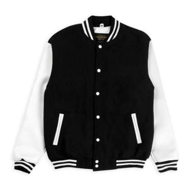 JAKET PRIA - ETERNALWORKS VARSITY JACKET BLACK WHITE JAKET VARSITY XL