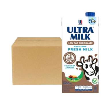 Ultra Milk Susu UHT Low Fat Cokelat 1 Karton Dus ( 12 x 1000ml )
