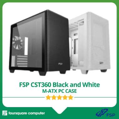 FSP CST360 Black & White M-ATX CPU PC Case Casing Komputer putih