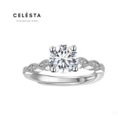 [GRA DIAMOND SERTIFIKAT] Andrée Ring - cincin 1 carat berlian moissanite perak lapis emas her jewell