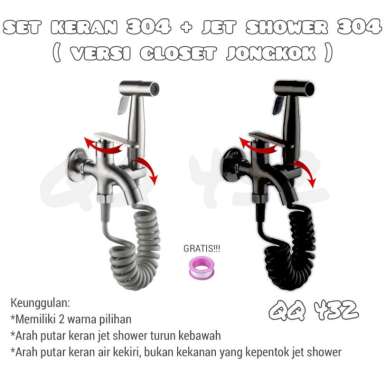 Set keran closet jongkok 304 Kepala jet shower closet bidet spray Set jet shower kloset Kran cabang 