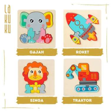 Lakuku - Wooden Toys Mini Puzzle Kayu Mainan Edukasi kereta api