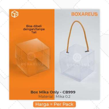 Box Mika Handle Tali Dus Cupcake Transparan Kotak Souvenir Hampers | CB999 - Tanpa Insert Box + Tali