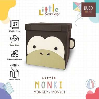 KUBO KIDS Kotak Penyimpanan Mainan Anak Ukuran 27x27x27 cm - Little Jungle Monyet/Monki