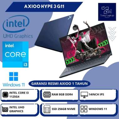 LAPTOP BARU AXIOO HYPE 3 G11 INTEL CORE I3-1125G4 INTEL UHD RAM 8GB DDR4 SSD 256GB NVME 14INCH IPS